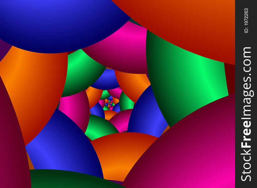 Abstract fractal image resembling colorful spiraling spheres