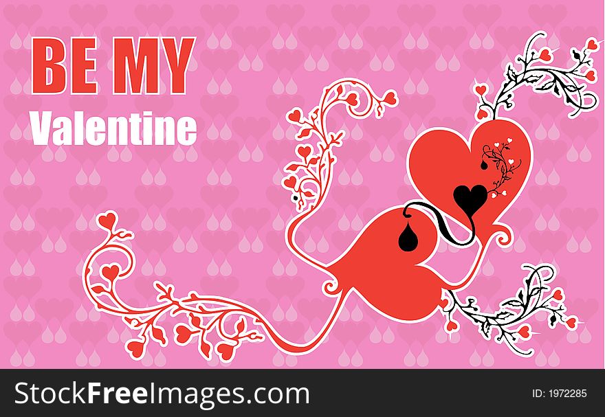 Illustration of a valentine post card. Illustration of a valentine post card