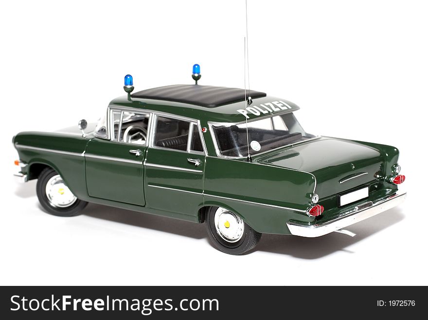 Picture of a classic German 1961 Opel Kapitän police toy car. Detailed scale model from my brothers toy collection. Picture of a classic German 1961 Opel Kapitän police toy car. Detailed scale model from my brothers toy collection.