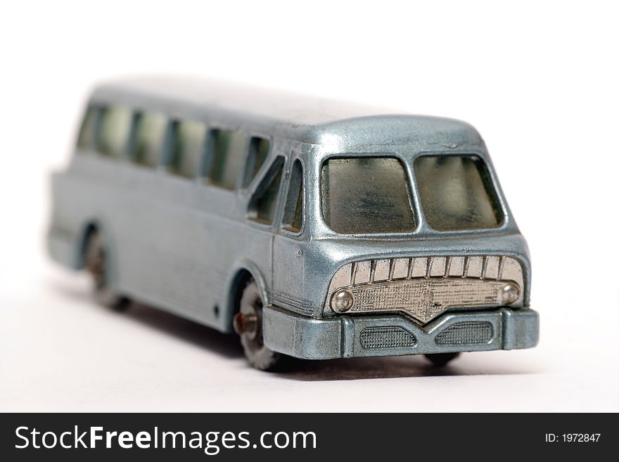 Picture of a old small toy Leyland Royal Tiger Coach. British metal toy from my brothers toy collection. Made in the 1960's. Picture of a old small toy Leyland Royal Tiger Coach. British metal toy from my brothers toy collection. Made in the 1960's