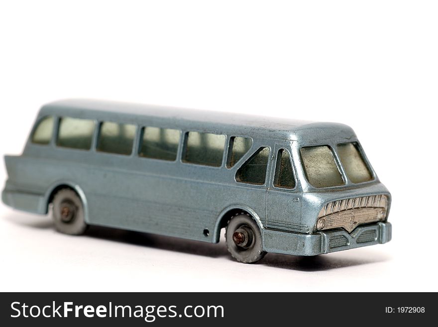 Picture of a old small toy Leyland Royal Tiger Coach. British metal toy from my brothers toy collection. Made in the 1960's. Picture of a old small toy Leyland Royal Tiger Coach. British metal toy from my brothers toy collection. Made in the 1960's