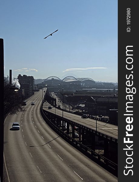 The Seattle Alaskan Way Viaduct waterfront freeway