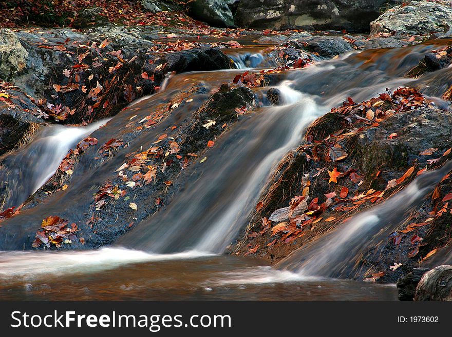 Rural Georgia Waterfall with fall leaves