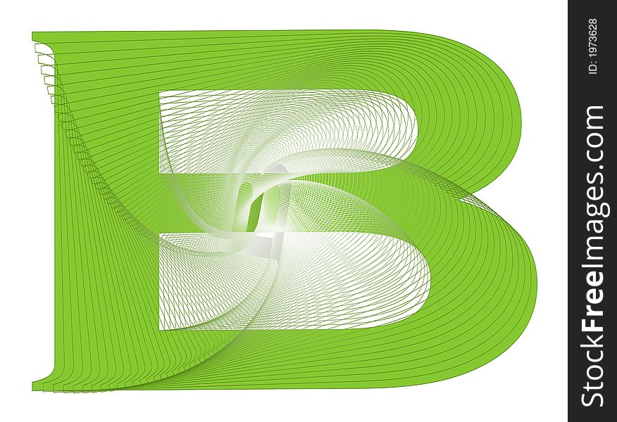 A fun green B with spiral design. A fun green B with spiral design