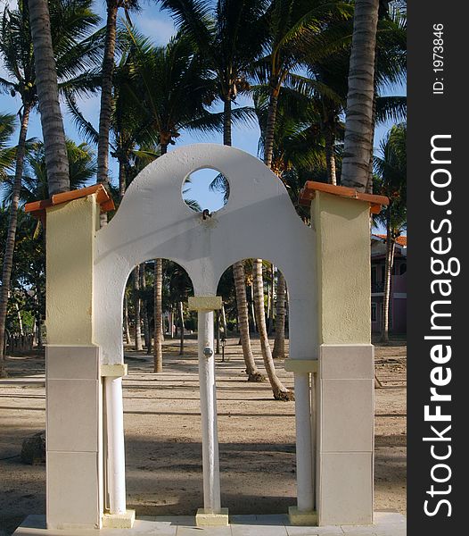 Colonial beach shower in a resort on cuba. Colonial beach shower in a resort on cuba