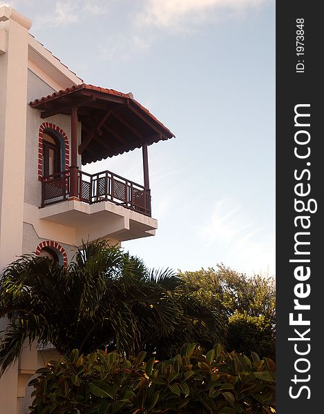 Sunny Colonial balcony in a beautiful and hot resort. Sunny Colonial balcony in a beautiful and hot resort