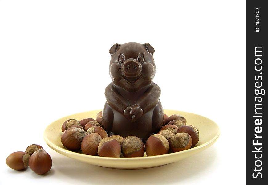 Chocolate a pig and nuts