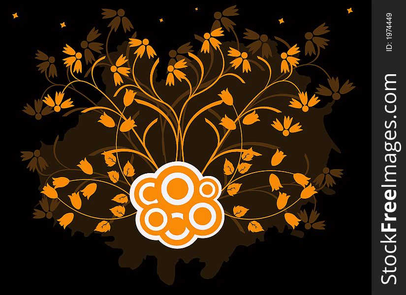 Floral Background with circles - Vector. Floral Background with circles - Vector