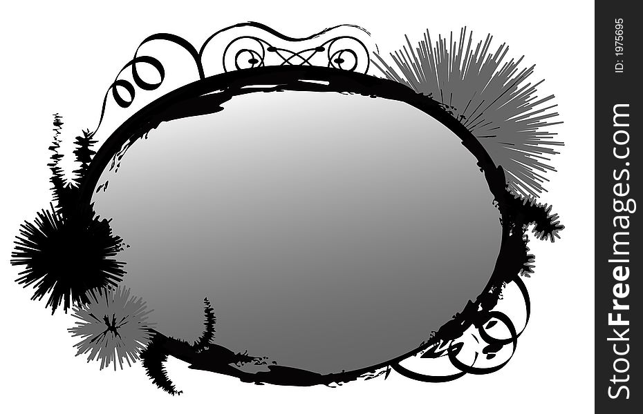 Grunge frame, oval over white background.