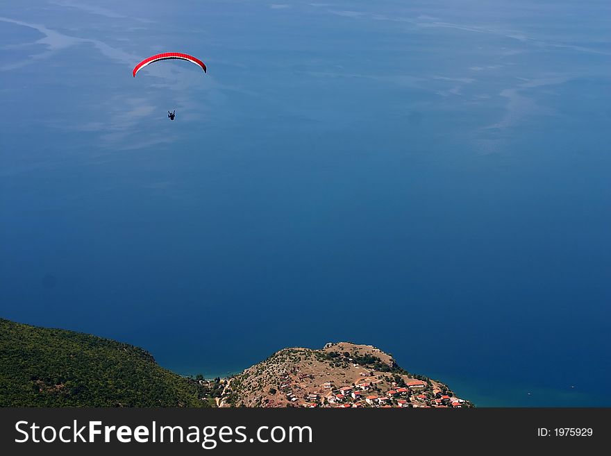 Paragliding above ohrid lake