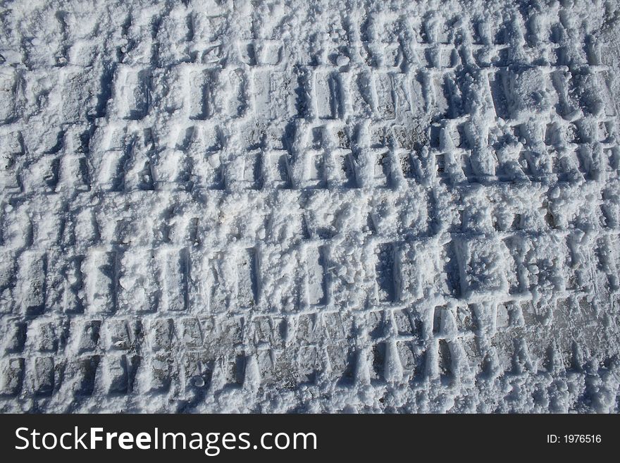 Tire tracks in snow