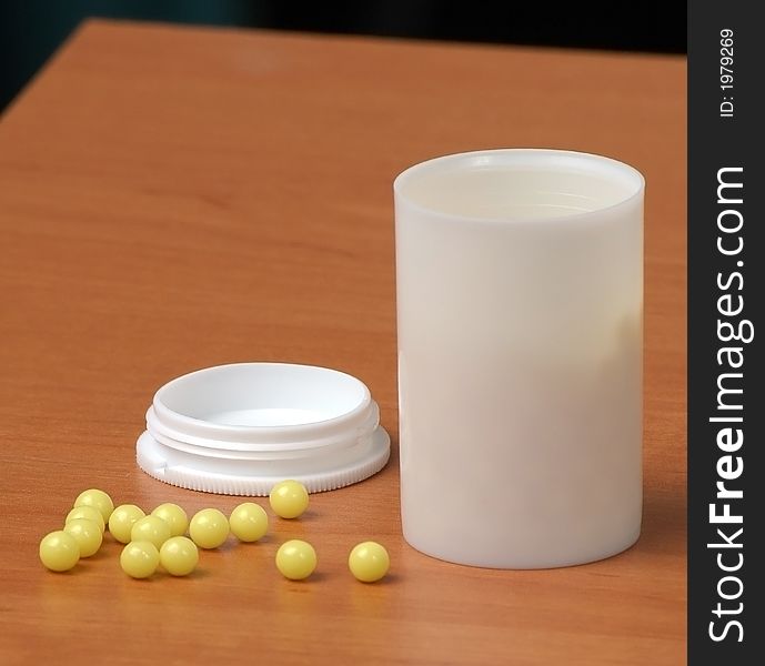 Tablets vitamins on a table