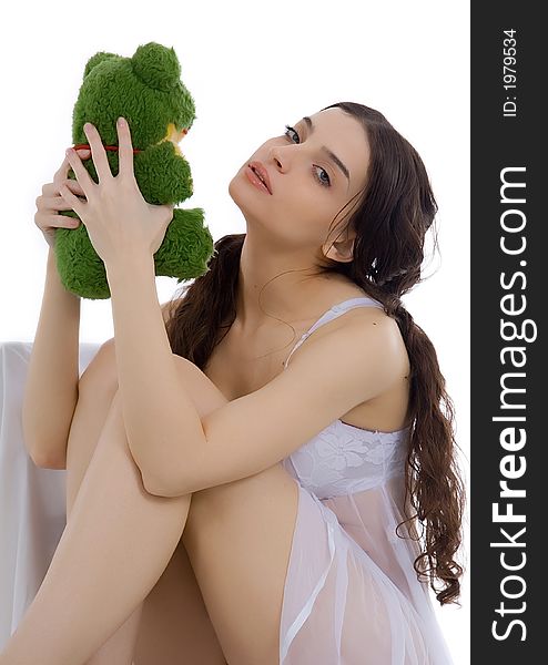 Beautiful Girl With Her Plush Toy