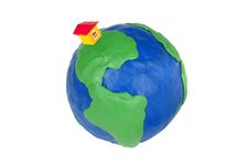 Toy House On The Globe Royalty Free Stock Photo Toy House On The Globe Royalty Free Stock Photo