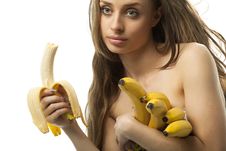 Woman Holding Bananas Stock Photos Woman Holding Bananas Stock Photos