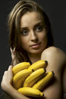 Woman Holding Bananas Stock Photography Woman Holding Bananas Stock Photography