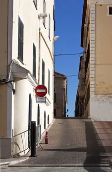 Narrow Street In Minorca - RAW Format Royalty Free Stock Image