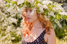 Young Woman In Wreath Royalty Free Stock Photography Young Woman In Wreath Royalty Free Stock Photography