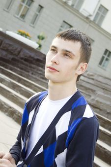 Attractive Guy Student On Campus Royalty Free Stock Photos