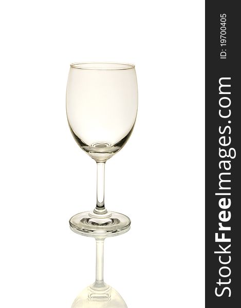 Single empty wine glass isolated on the white background