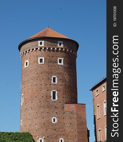 The tower of Royal Castle in Krakow, Poland