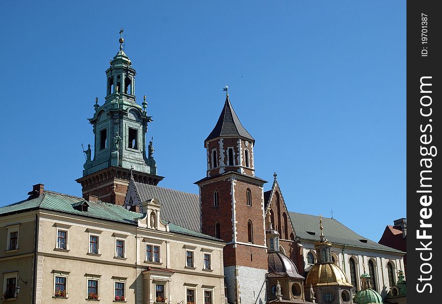 View of the Cathedral of Wawel hill in Krakow