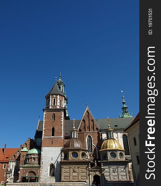 View of the Cathedral of Wawel hill in Krakow