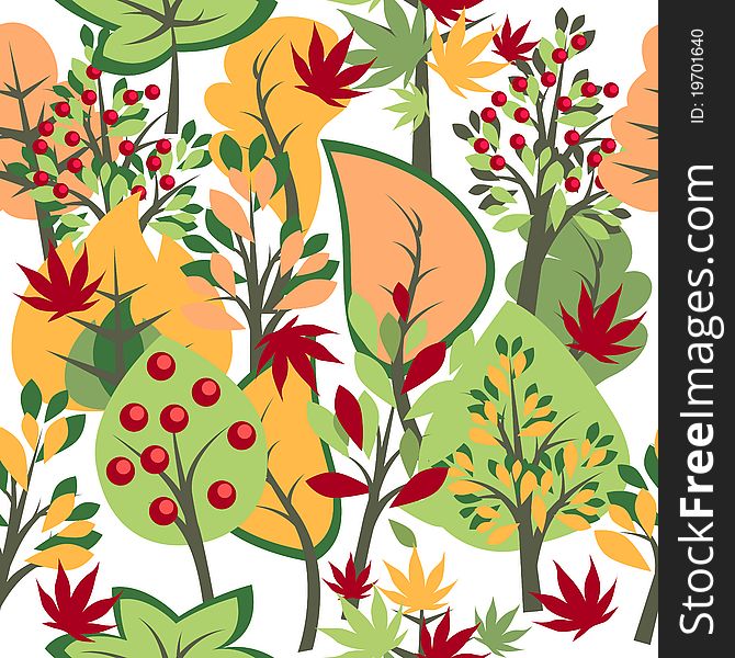 Seamless pattern with autumn trees and bushes. Seamless pattern with autumn trees and bushes