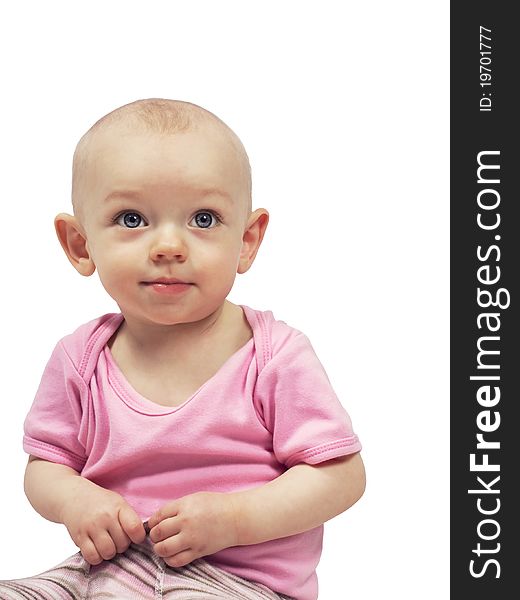 Incredible expression of a baby girl, clipping path. Incredible expression of a baby girl, clipping path