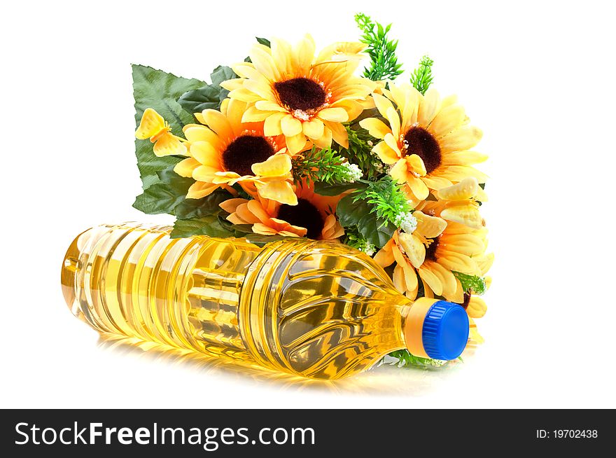 Bottle of cooking oil isolated on a white background