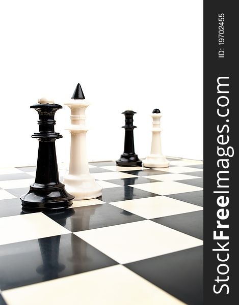 King and queen in chess isolated on a white background