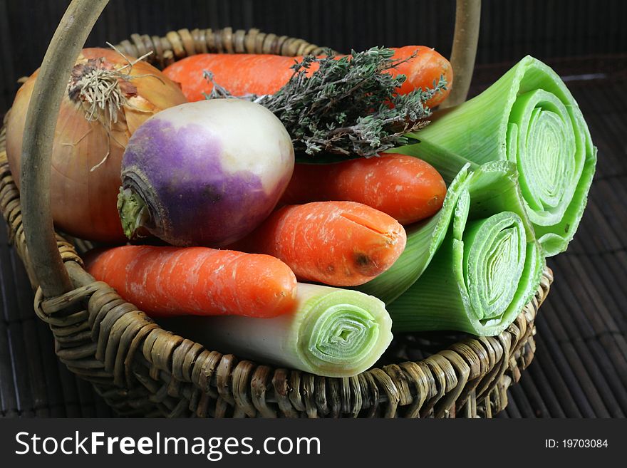 Vegetables for the preparation of a French traditional meal in autumn. Vegetables for the preparation of a French traditional meal in autumn