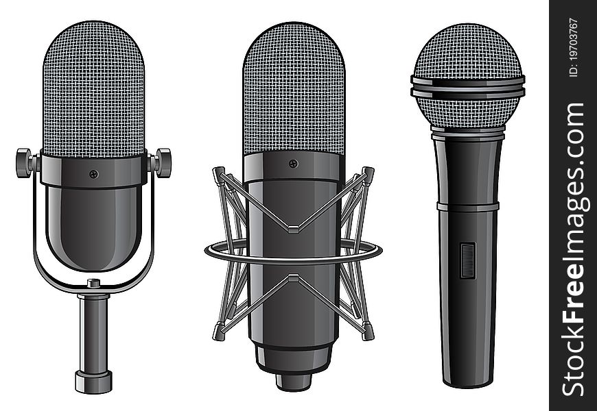Isolated image of microphones. Vector illustration.