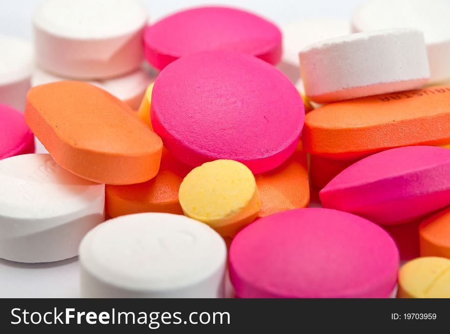 Closeup Medical Multicolored Pills.