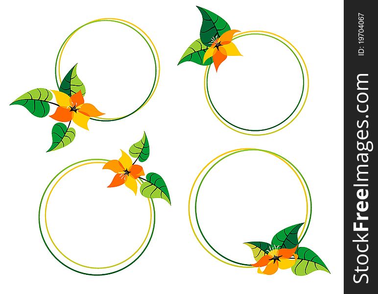 Frames with orange flowers on different position. Frames with orange flowers on different position