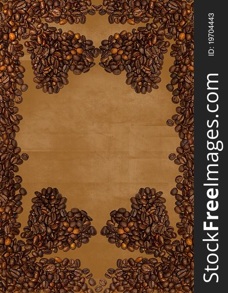 Abstract love coffee beans background