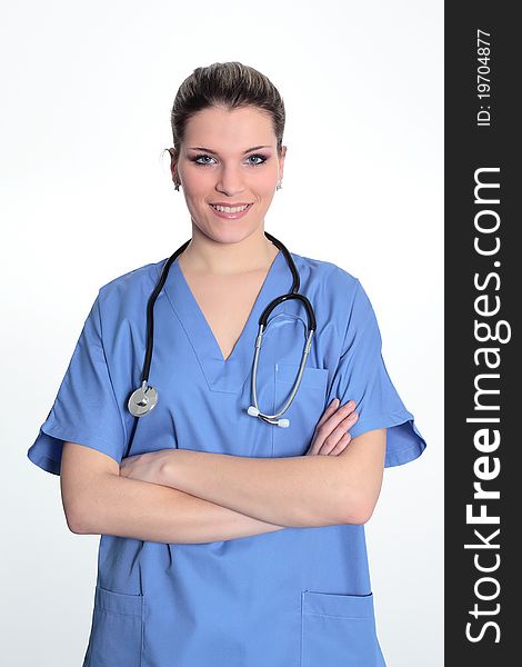 Portrait of woman doctor with stethoscope. Portrait of woman doctor with stethoscope
