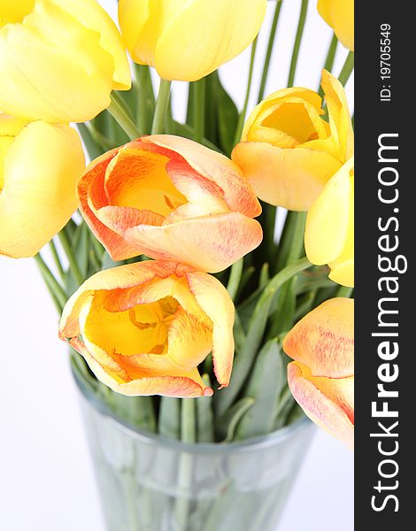 Bouquet of yellow, orange and red tulips. Bouquet of yellow, orange and red tulips