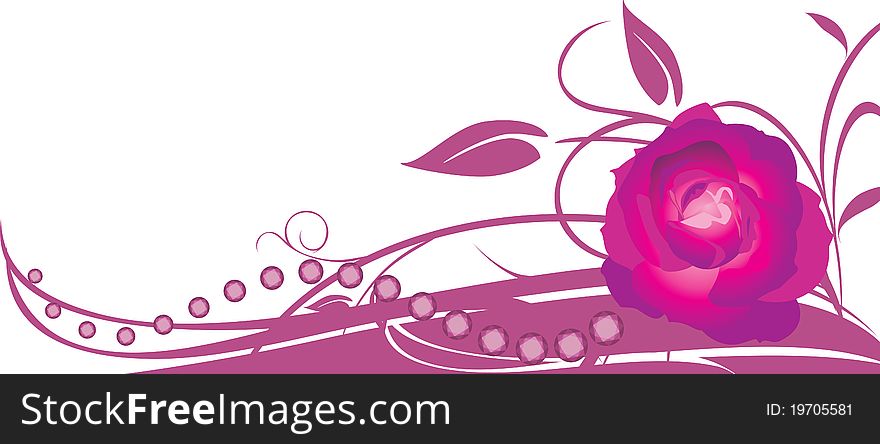 Floral banner with rose. Illustration