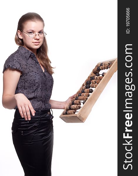 Girl With Big Wooden Abacus