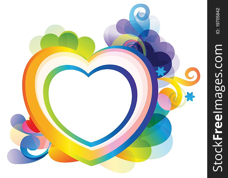 Vector rainbow colored background with heart for design. Vector rainbow colored background with heart for design