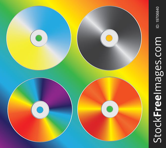 Compact discs set with optical spectrum diffraction effect.