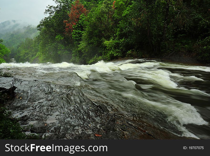 Kukuleganga River in Sri Lanka during the rainy season.