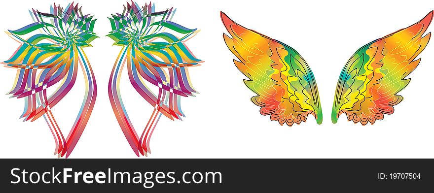 Abstract colorful wings over white