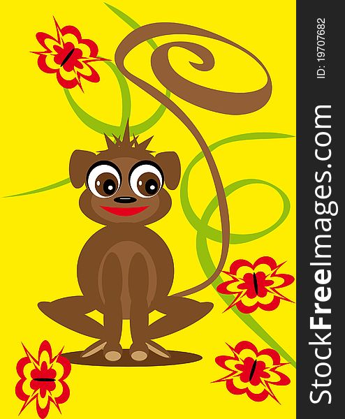 Small animation monkey on the isolated background