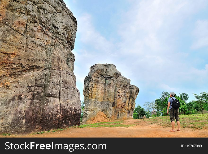 Large rock formations in the Mor-hinkao park valley, Thailand. Large rock formations in the Mor-hinkao park valley, Thailand