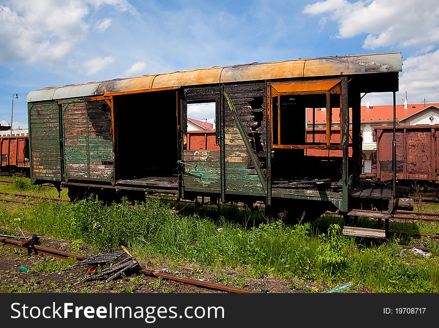 Photography of an abandoned railroad car used for postal service. Photography of an abandoned railroad car used for postal service.