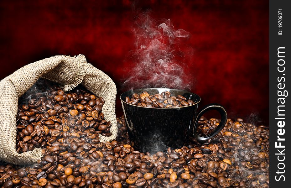 Coffee Beans With Smoke