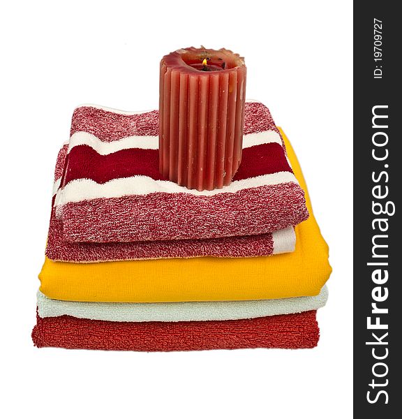 Aromatherapy subject with towels and candle