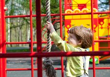 Boy Having Fun In Playground Stock Photography